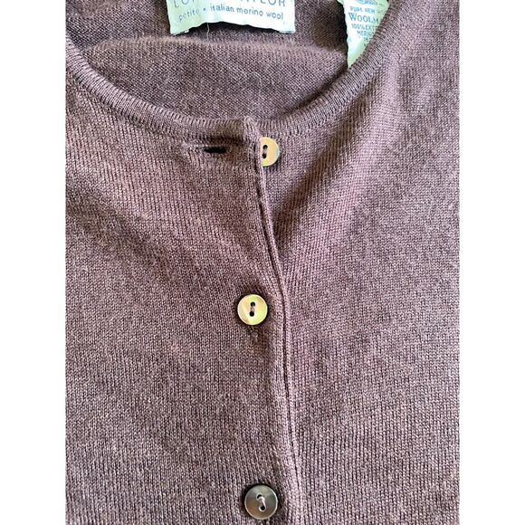 Lord & Taylor Womens Petite Cardigan PM Brown 100% Italian Merino Wool - Picture 3 of 5